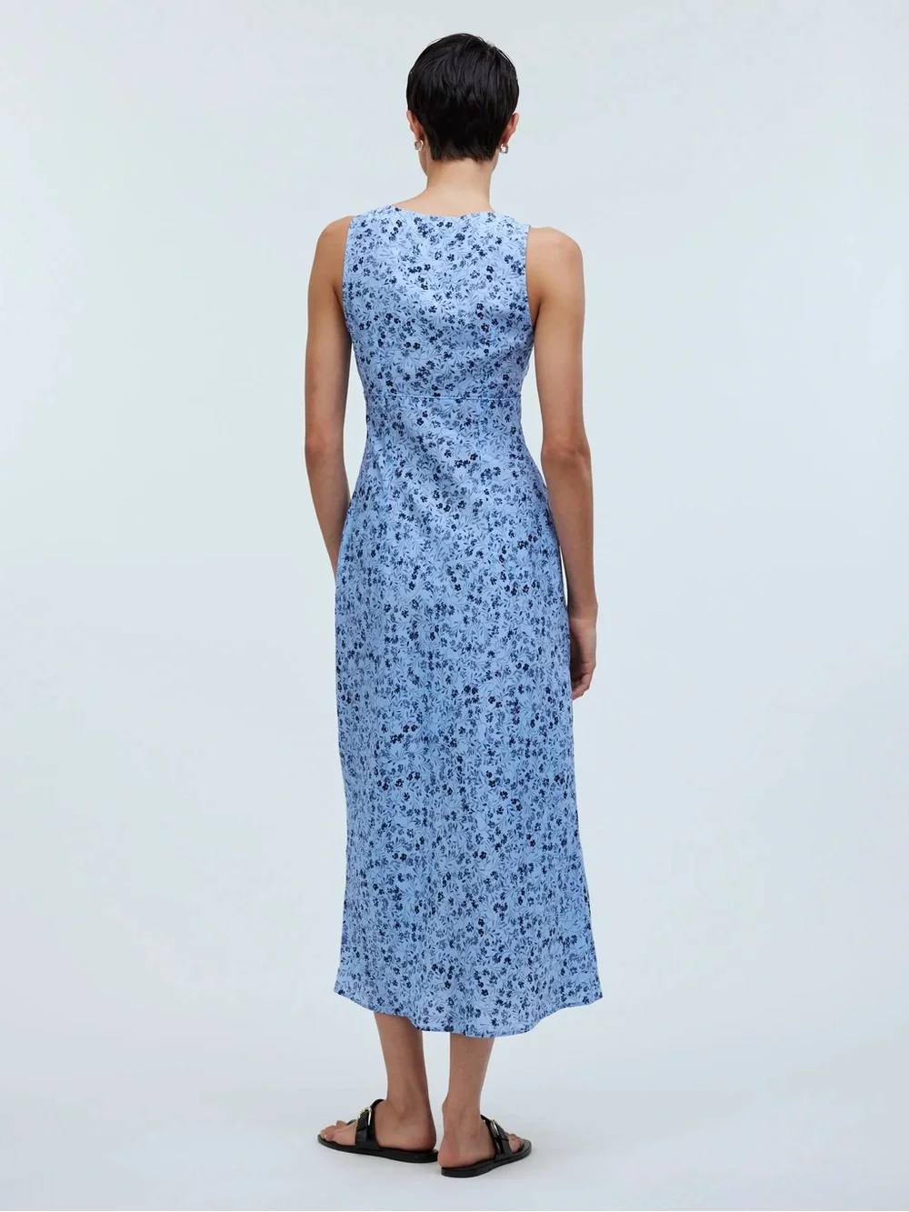 Madewell Light Blue Floral V-Neck Maxi Dress